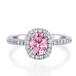 Italo Halo Cushion Created White Sapphire Engagement Ring（Size 8）